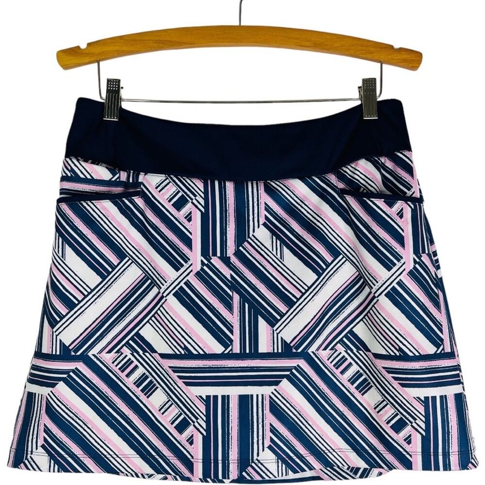 Adidas blue pink white striped tennis golf athletic sports skirt medium